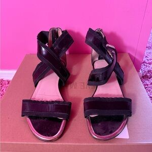 Stuart Weitzman Black Silver Expo Jet with Mirror Size 8